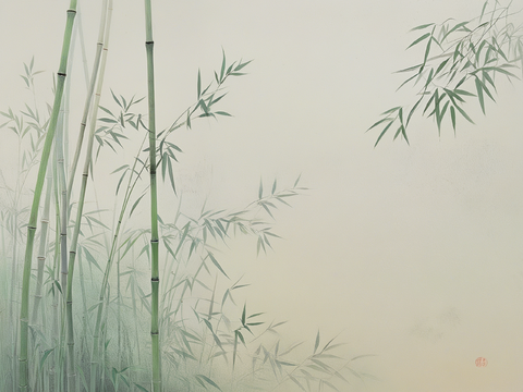  新中式竹子壁画 