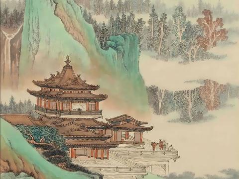  新中式山水建筑壁画 