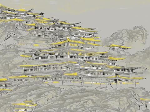  新中式建筑壁画 