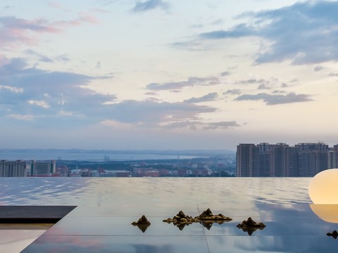  无边游泳池外景贴图 