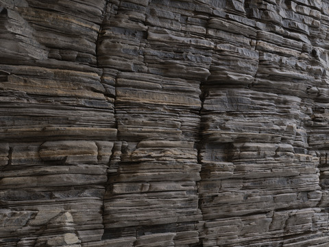  自然岩石纹理 风化深色岩石 崖壁PBR贴图 