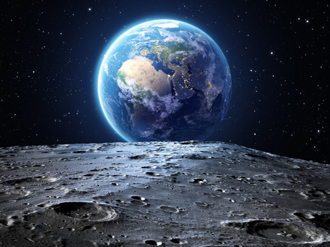  星空 地球 月球表面 陨石坑 窗外景 