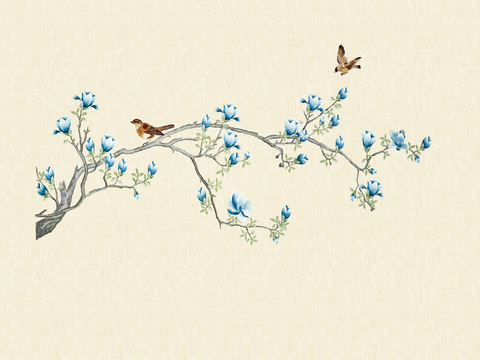  花鸟背景壁画 