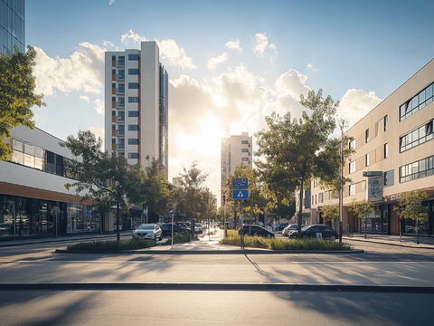  高清城市白天街道外景 