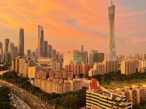  广州小蛮腰黄昏外景 