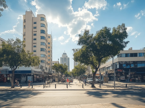  高清城市白天街道外景 