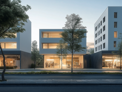  高清城市白天街道外景 