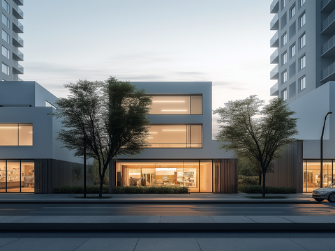  高清城市白天街道外景 