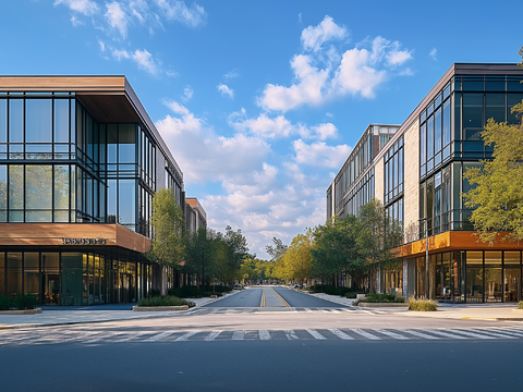  高清城市白天街道外景 