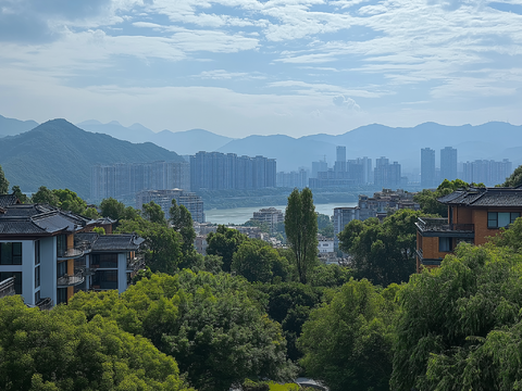  高清城市白天外景 