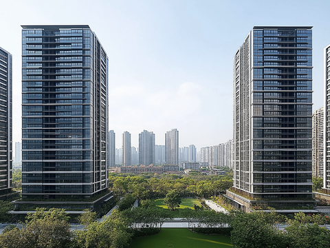  高清城市白天外景 