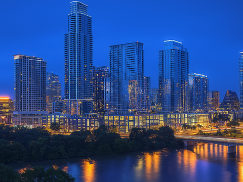  高清城市傍晚夜景 