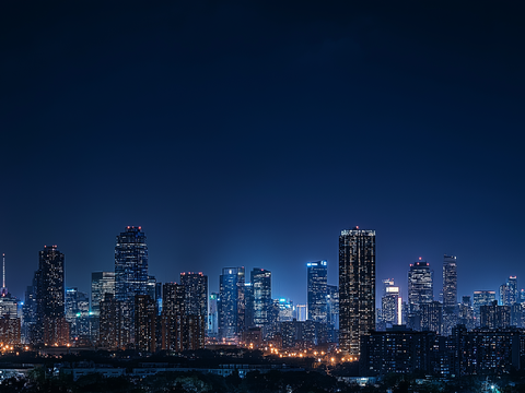  高清城市傍晚夜景 
