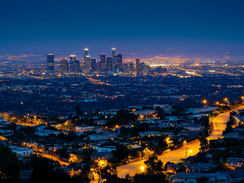  高清城市傍晚夜景 