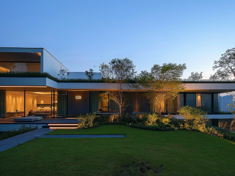  高清园林景观夜景 