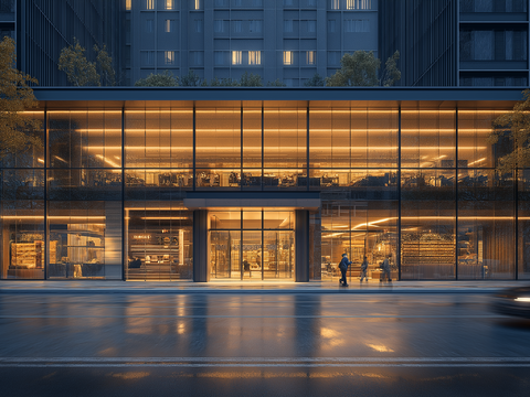  高清傍晚街道夜景 