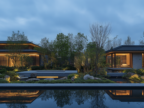  高清园林景观夜景 