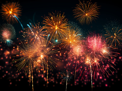  黑夜超高清绚烂烟花壁画壁纸贴图 