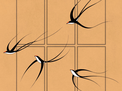  新中式燕子装饰画 