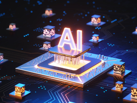  AI智能科技背景 AI芯片 蓝色科技背景 屏幕玻璃 