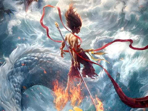  哪吒电影海报、哪吒海报封面、哪吒电脑壁纸 