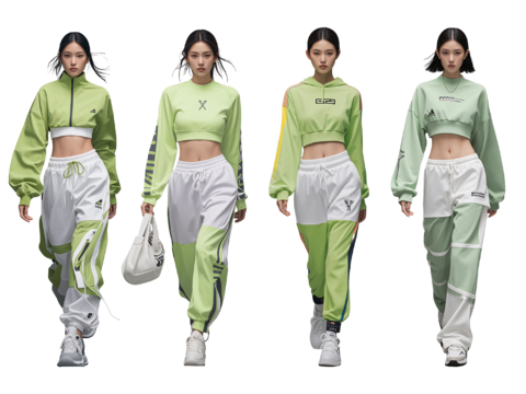  PS免抠现代美女 时尚运动服装秀 T台走秀 时尚模特 运动 
