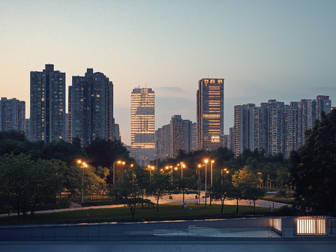  高清都市城市夜景贴图 