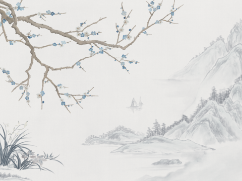  新中式水墨字画装饰画 