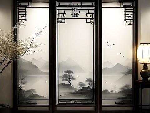  新中式隔断 