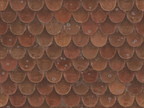  现代彩陶陶土瓦片屋顶高清无缝 