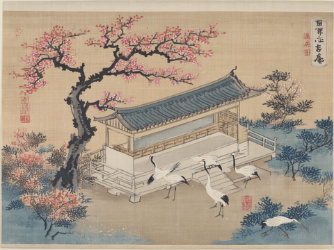  新中式中式挂画 水墨画 国画 建筑 中国风 