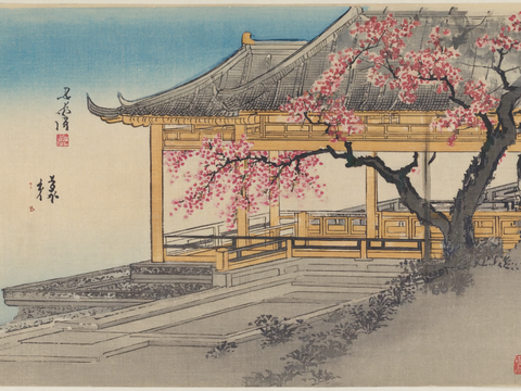  新中式中式挂画 水墨画 国画 建筑 中国风 