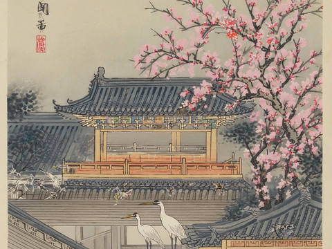  新中式中式挂画 水墨画 国画 建筑 中国风 
