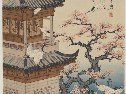  新中式中式挂画 水墨画 国画 建筑 中国风 