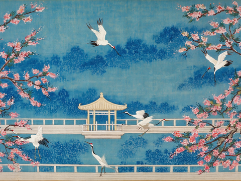  新中式中式挂画 水墨画 国画 建筑 中国风 
