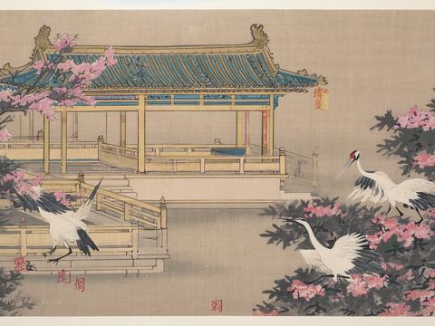  新中式中式挂画 水墨画 国画 建筑 中国风 