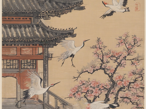  新中式中式挂画 水墨画 国画 建筑 中国风 