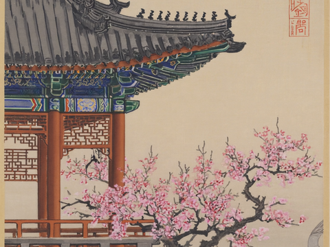  新中式中式挂画 水墨画 国画 建筑 中国风 