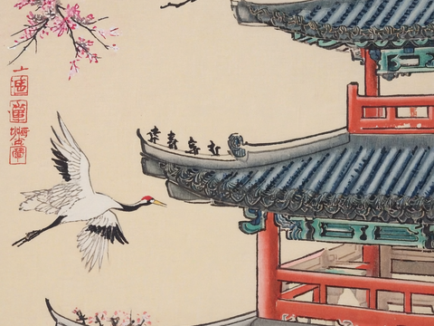  新中式中式挂画 水墨画 国画 建筑 中国风 