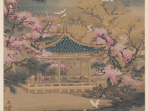  新中式中式挂画 水墨画 国画 建筑 中国风 