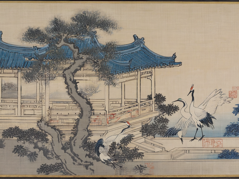  新中式中式挂画 水墨画 国画 建筑 中国风 