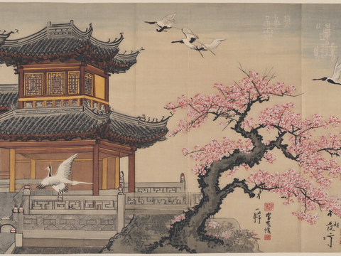  新中式中式挂画 水墨画 国画 建筑 中国风 