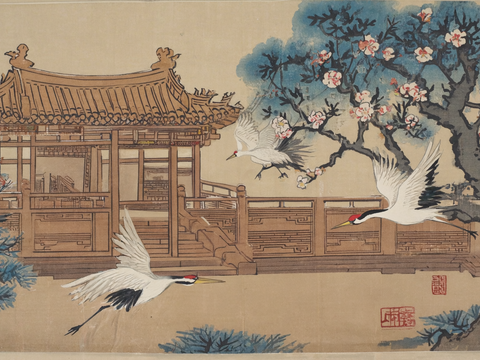  新中式中式挂画 水墨画 国画 建筑 中国风 