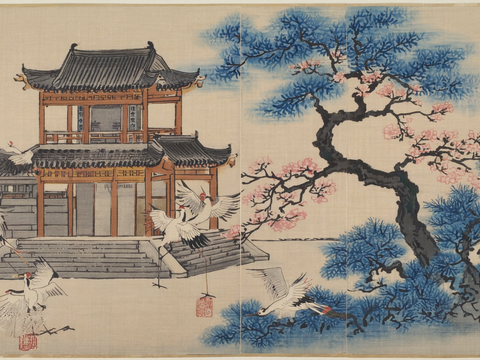  新中式中式挂画 水墨画 国画 建筑 中国风 