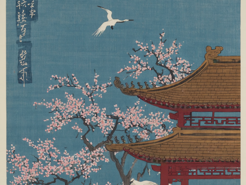  新中式中式挂画 水墨画 国画 建筑 中国风 