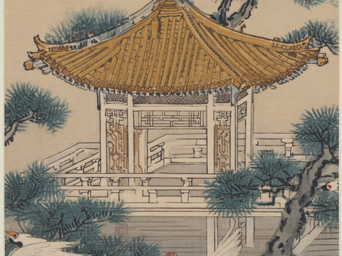  新中式中式挂画 水墨画 国画 建筑 中国风 