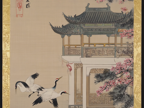 新中式中式挂画 水墨画 国画 建筑 中国风 