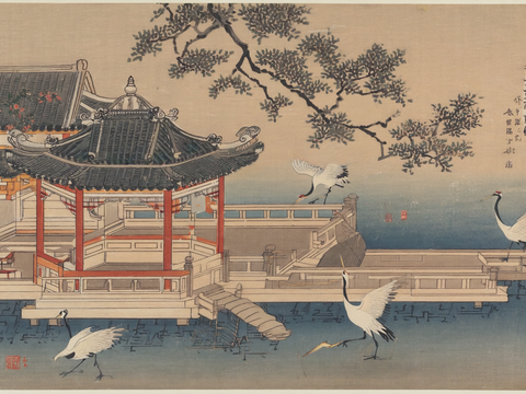  新中式中式挂画 水墨画 国画 建筑 中国风 