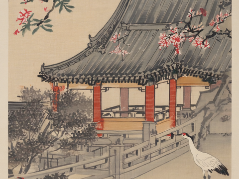  新中式中式挂画 水墨画 国画 建筑 中国风 