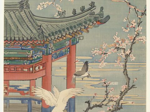  新中式中式挂画 水墨画 国画 建筑 中国风 